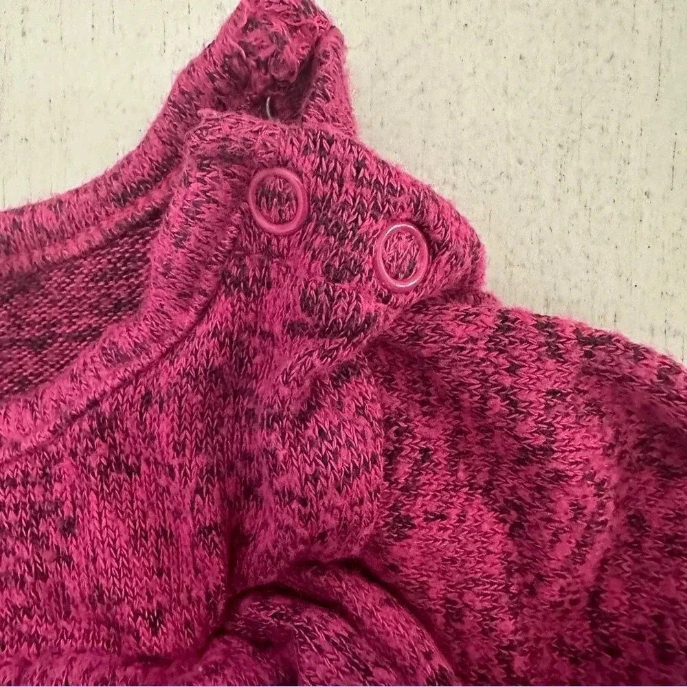 Stexling Baby Fuschia Long Sleeve Ruffle Crewneck Footed Buttoned Onesie 3M GUC